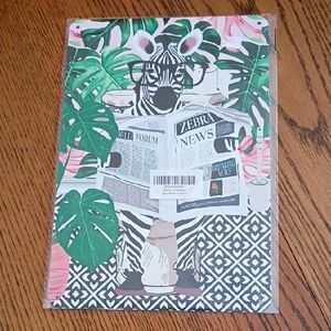 Zebra Reading Newspaper Tin Art Print Bathroom
